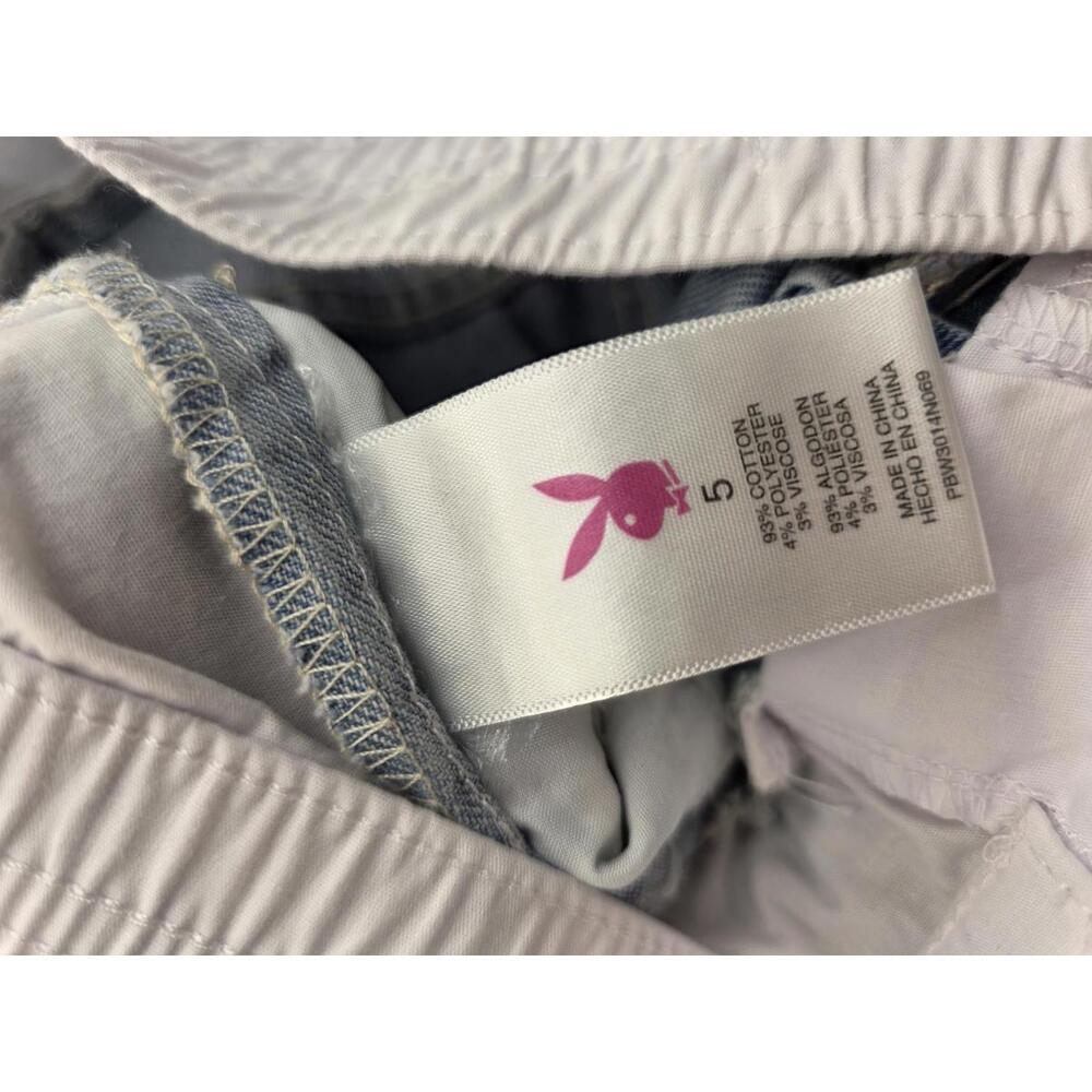 Playboy Women Size 5, Light Wash Wide Leg Jeans/shorts Y2K with Bunny Logo - Picture 10 of 10